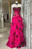Vintage Fashion Mermaid Strapless Hot Pink Floor Length Evening Dress Evening Prom Dress