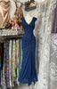Vintage Fashion Mermaid V Neckline Navy Blue Floor Length Classy Evening Dress Classy Prom Dress