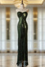 Vintage Forest Green Evening Prom Dress For Party&Quinceanera-Elegant Spaghetti Straps Glitter Beaded Evening Gown