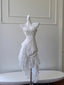 Vintage Gorgeous White Irregular Strap Pearl Lace Classy Prom Dress Bridesmaid Dress