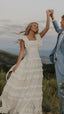 Vintage Lace Classy Prom Dress, A Line Wedding Dress, Long Square Neck Bridal Dress