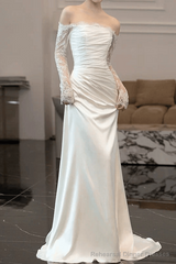 Vintage Mermaid Strapless Long Sleeves White Wedding Dresses