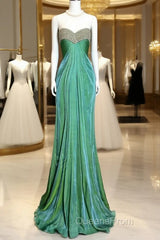 Vintage Mermaid Sweetheart Green Long Evening Prom Gown Fairy Evening Prom Dress