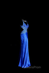 Vintage Mermaid Sweetheart Neckline Royal Blue Satin Backless Evening Prom Gown Fairy Evening Prom Dress