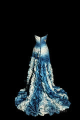 Vintage Mermaid Sweetheart Sleeveless Long Blue Evening Prom Gown Fairy Evening Prom Dress