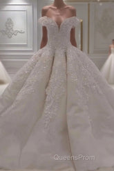 Vintage Off The Shoulder Ball Gowns Couture Wedding Dress Lace Appliques