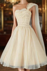 Vintage One Shoulder Organza Homecoming Dress
