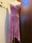 Vintage Purple Sequined Beaded 3D Floral Chiffon Classy Prom Dress