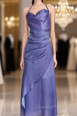 Vintage Sheath Halter Lilac Ankle Length Evening Prom Dress Birthday Outfits