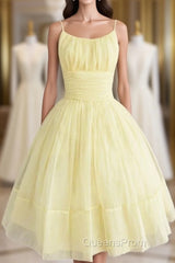 Vintage Short Yellow Chiffon Homecoming Dress