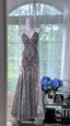 Vintage Silver-Grey Mermaid Backless Beaded Lace Long Classy Prom Dress