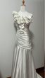 Vintage White Mermaid One-Shoulder Neckline Petal Pleated Satin Long Classy Prom Dress