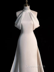 Weitese Dress Evening Prom Dress Stores Gorgeous Halter Mermaid Long Evening Prom Dress Light Wedding Dress With Train Party Dress Formal WomenS Dress