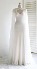 Weitese Dress Evening Prom Dress Stores White Bridal Long Tulle Cape Sleeves With Embroidered Lace Appliques Long Wedding Dress Party Dress Formal Wear Dress