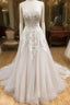 Wh V Neck Tulle Long Evening Prom Dress, Lace Evening Dress, White Lace Wedding Dress
