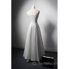 White A Line Satin Evening Prom Dress French Style Formal Dress