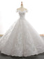 White Ball Gown Tulle Lace Appliques Off the Shoulder Prom Dress