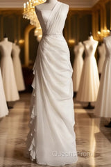 White Bodycon Satin Tulle Long Evening Prom Dress Simple Wedding Dress