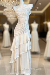 White Enchanted Evening Prom Dress For Party&Birthday&Graduation-Ruffled Layered Fairytale Evening Dress
