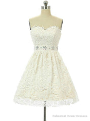 White Lace Sweetheart Homecoming Dress