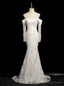 White Mermaid Lace Wedding Dress With Detachable Sleeve