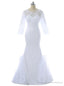 White Mermaid Long Sleeves Lace Long Dresses Mother Of The Bride Dresses