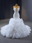 White Mermaid Strapless Beading Prom Dress