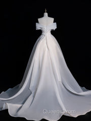 White Organza Long Evening Prom Dress, White Long Evening Dress
