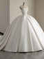 White Satin Ball Gown Strapless Wedding Dress