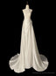 White Satin Lace Halter Wedding Dress
