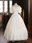White Satin Short Sleeve Off the Shoulder Wedding Dress