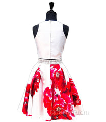 Whte V-Neck Short Homecoming Dress