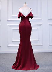 Wine Red Mermaid Off Shoulder Long Party Dress, Off Shoulder Mermaid Prom Dress