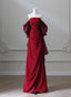 Wine Red Satin Scoop Long Formal Dress, Wine Red Long Evening Dress Prom Dress