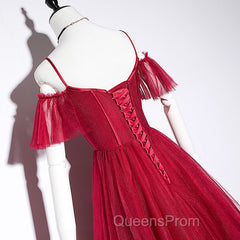Wine Red Straps Off Shoulder Long Evening Prom Dress Party Dress, Formal Gown Evening Dress