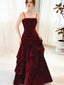 Wine Red Straps Velvet Long Classy Dress, Wine Red Velvet Layers Classy Prom Dress Classy Evening Dress