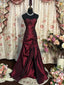 Wine Red Taffeta Scoop Long Classy Dress, Wine Red Taffeta A-Line Classy Prom Dress Classy Evening Dress