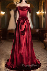 Wine Red Velvet Floor Length Long Formal Dress, A-Line Velvet Bridesmaid Dress