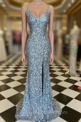 WomenS Spaghetti Straps Sequins Sparkly Evening Prom Dress Formal Graduation Evening Dress