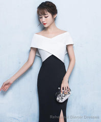 Mermaid White And Black Long Prom Dress Formal Dress