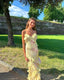 Yellow Fashion Elegant Layered Tulle Long Ball Gown Backless Mermaid Slim Fit Classy Evening Gown Party Dress