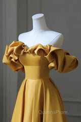Yellow Off Shoulder Long Formal Evening Dress Evening Prom Dress