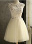 Yellow Tulle Appliques Homecoming Dress