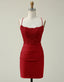 Party Dress Codes, Dark Red Bodycon Spaghetti Straps Short Homecoming Dress