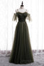 Prom Dresses Princesses, Dusty Green Off-the-Shoulder Straps Pleated Ruffle Maxi Formal Dress