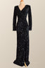 Party Dresses Sleeves, Long Sleeves Black Sequin Fitted Long Party Dress