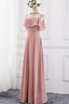 Gown, Straps Blush Pink Chiffon Long Bridesmaid Dress