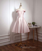 Cute Pink A Line Short Evening Prom Dress, Pink Evening Dress