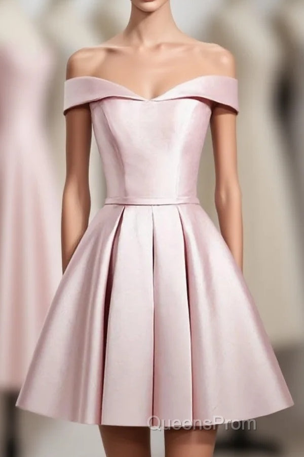 Cute Pink A Line Short Evening Prom Dress, Pink Evening Dress Main image