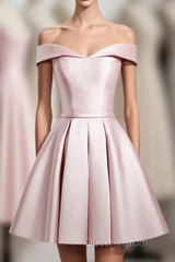 Cute Pink A Line Short Evening Prom Dress, Pink Evening Dress
